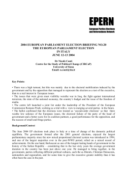 The European Parliament Election in Italy, June 12-13 2004