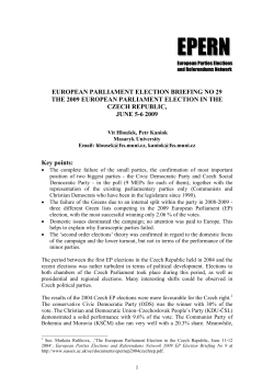 The European Parliament Election in the Czech Republic, June 5-6 2009