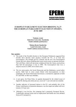 The European Parliament Election in Sweden, June 2009