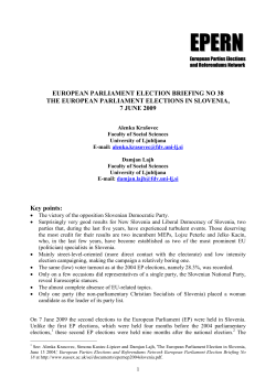 The European Parliament Election in Slovenia, June 7 2009