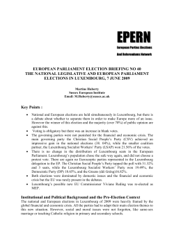 The National Legislative and European Parliament Elections in Luxembourg, 7 June 2009