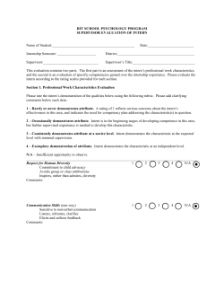 Supervisor Evaluation of Intern