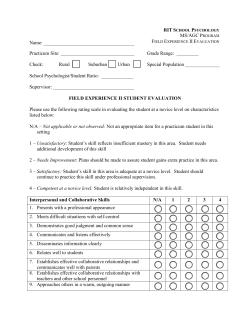 Field Experience II Student Evaluation