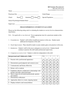Field Experience I Student Evaluation