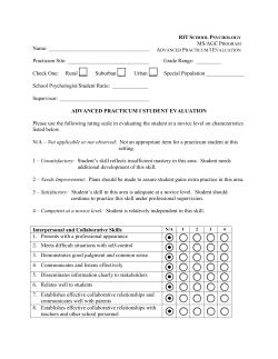 Advanced Practicum I Student Evaluation