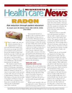 Minnesota Health care News January 2011 Volume 9, Number 1 - Radon - Risk reduction through patient education (PDF)