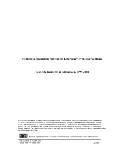 Pesticide Incidents in Minnesota, 1995-2008 (PDF: 417KB/20 pages)