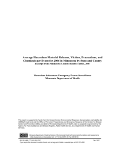 Average Hazardous Material Releases, Victims, Evacuations, and Chemicals per Event for 2006 in Minnesota by State and County (PDF: 207KB/4 pages)