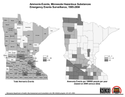 Ammonia events, Minnesota Hazardous Substances Emergency Events Surveillance, 1995-2004 (PDF: 301KB/1 page)