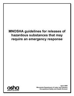 MNOSHA guidelines for releases of hazardous substances that may require an emergency response (PDF: 118KB/7 pages)