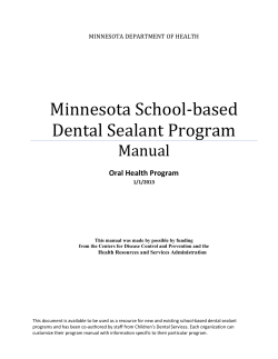 Minnesota School-Based Dental Sealant Program Manual (PDF: 507KB/41 pages)