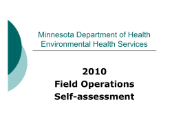2010 Field Operations Self-assessment, Wendy Spanier and Blake Nordin, MDH (PDF: 324KB/21 pages)