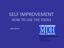 Self Improvement: How to use the tools, Mike Nordos, MDH (PDF: 172KB/15 pages)