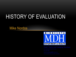 History of Evaluation , Mike Nordos, MDH (PDF: 159KB/14 pages)