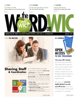 The Word on WIC - August 2015 (PDF)