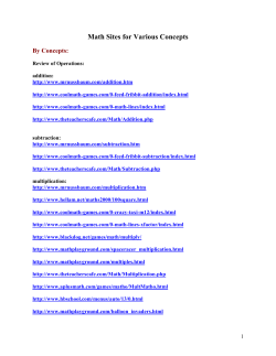 Other Recommended Math Sites for various concepts