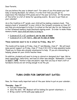Memory Book Materials and Dates Letter