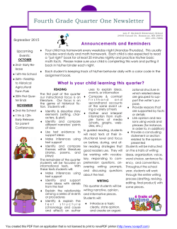 First Quarter Newsletter