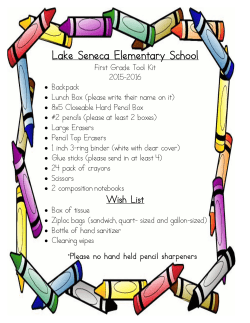 1st Grade Toolkist List&nbsp; &nbsp;