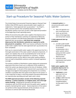 Start-up Procedure for Seasonal Public Water Systems (PDF)