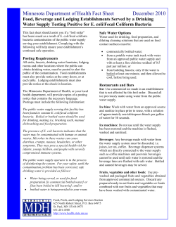 Food, Beverage and Lodging Establishments Served by a Drinking Water Supply Testing Positive for E. coli/ Fecal Coliform Bacteria (PDF)