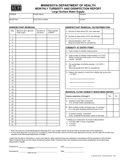 Turbidity Monthly Report: Large Surface Water Systems (PDF: 100KB/2pages)
