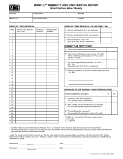 Turbidity Monthly Report: Small Surface Water Systems (PDF: 100KB/2pages)
