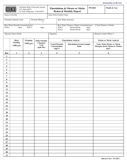 Fluoridation Nitrate or Nitrite Removal Monthly Report (PDF: 375KB/2 pages)