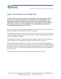 Minnesota Rural Water - Sample - Frozen Water Service Line Public Notice