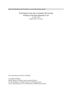 Final Report from the Committee Reviewing Writing in the Baccalaureate Core &ndash; AY 2011-2012