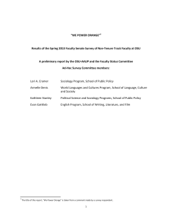 the Results of the Spring 2013 Faculty Senate Survey of Non-Tenure Track Faculty at OSU