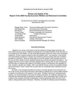 Review and Update of the Report of the 2005 Faculty Economic Welfare and Retirement Committee