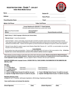 Course Selection for 7th Grade