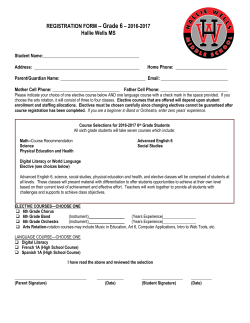 &nbsp;Course Selection for 6th Grade