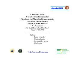 ChemMatCARS: A Synchrotron Resource for Chemistry and Materials Research at the Advanced Photon Source, P. James Viccaro, UChicago