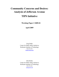 Community Concerns and Desires: Analysis of Jefferson Avenue TIPS Initiative (April 2009)