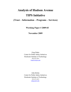 Community Concerns and Desires: Analysis of Hudson Avenue TIPS Initiative (November 2009)