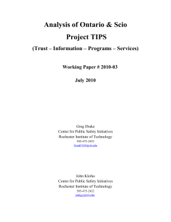 Community Concerns and Desires: Analysis of Ontario and Scio TIPS Initiative (July 2010)