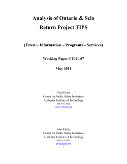 Community Concerns and Desires: Analysis of Ontario and Scio TIPS Initiative: THE RETURN (May 2011)
