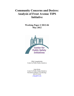 Community Concerns and Desires: &nbsp;Analysis of Frost Avenue TIPS Initiative (May 2012)
