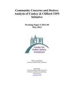 Community Concerns and Desires: Analysis of Conkey and Clifford TIPS Initiative (May 2012)