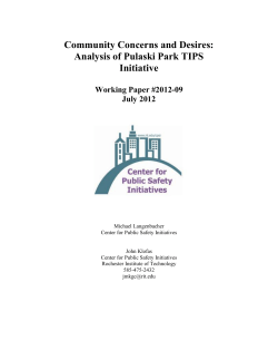 Community Concerns and Desires: Analysis of Pulaski Park TIPS Initiative (July 2012)