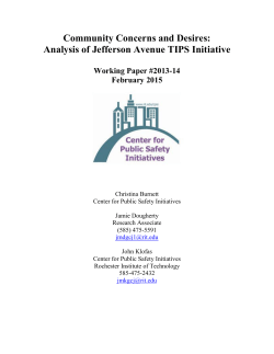 Community Concerns and Desires: &nbsp;Analysis of Jefferson Avenue TIPS Initiative (July 2013)