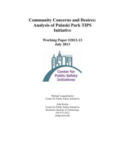 Community Concerns and Desires: &nbsp;Analysis of Pulaski Park TIPS Initiative (May 2013)