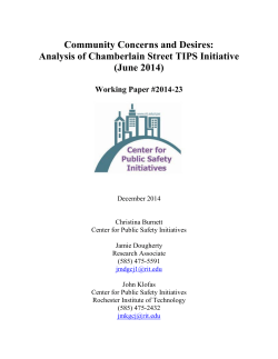 Community Concerns and Desires: Analysis of Chamberlain Grand TIPS Initiative (June 2014)