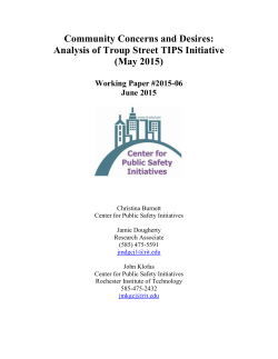 Community Concerns and Desires:  Analysis of Troup Street TIPS Initiative (May 2015)