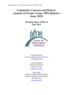 Community Concerns and Desires:  Analysis of Grand Chamberlain TIPS Initiative (June 2015)