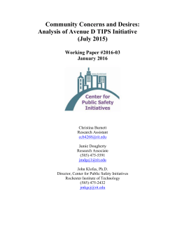 Community Concerns and Desires: &nbsp;Analysis of Avnue D TIPS Initiative (July 2015)