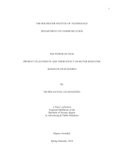 The Power of Film: &nbsp;Product Placements and Their Effect on Buyer Behavior Based on Film Genres