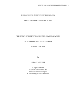 The Effect of Computer-Mediated Communication on Interpersonal Relationships: &nbsp;A Meta-Analysis